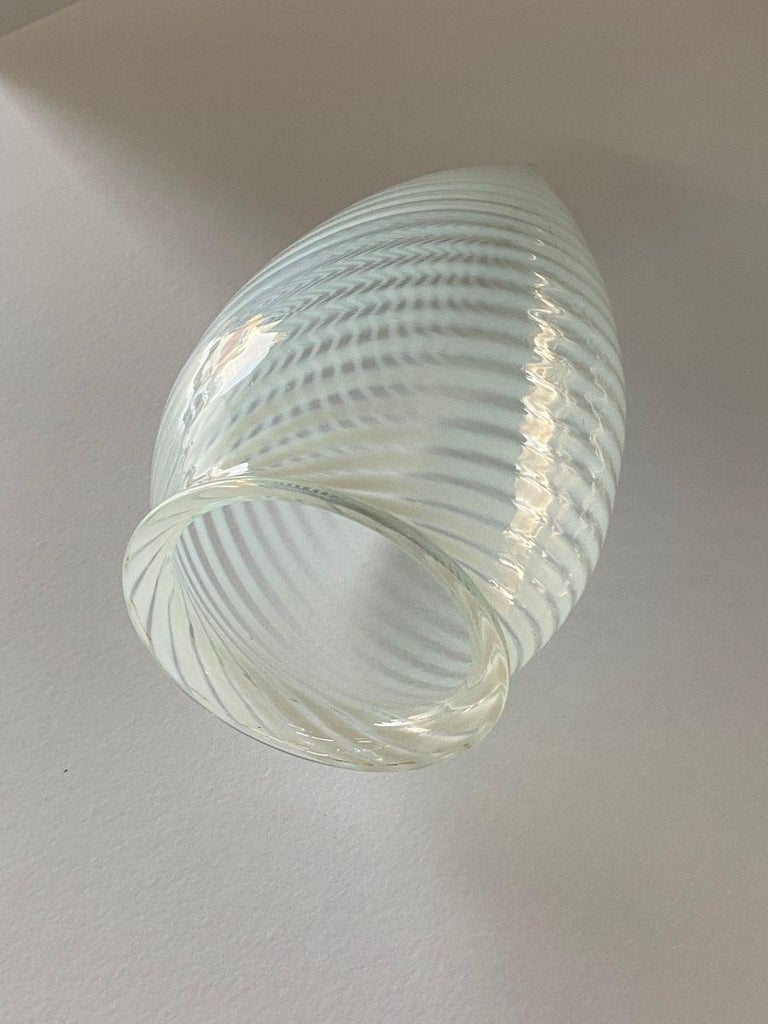 1960s Vintage Opalescent Swirl Glass Bullet Ceiling Light Globe with Fitter