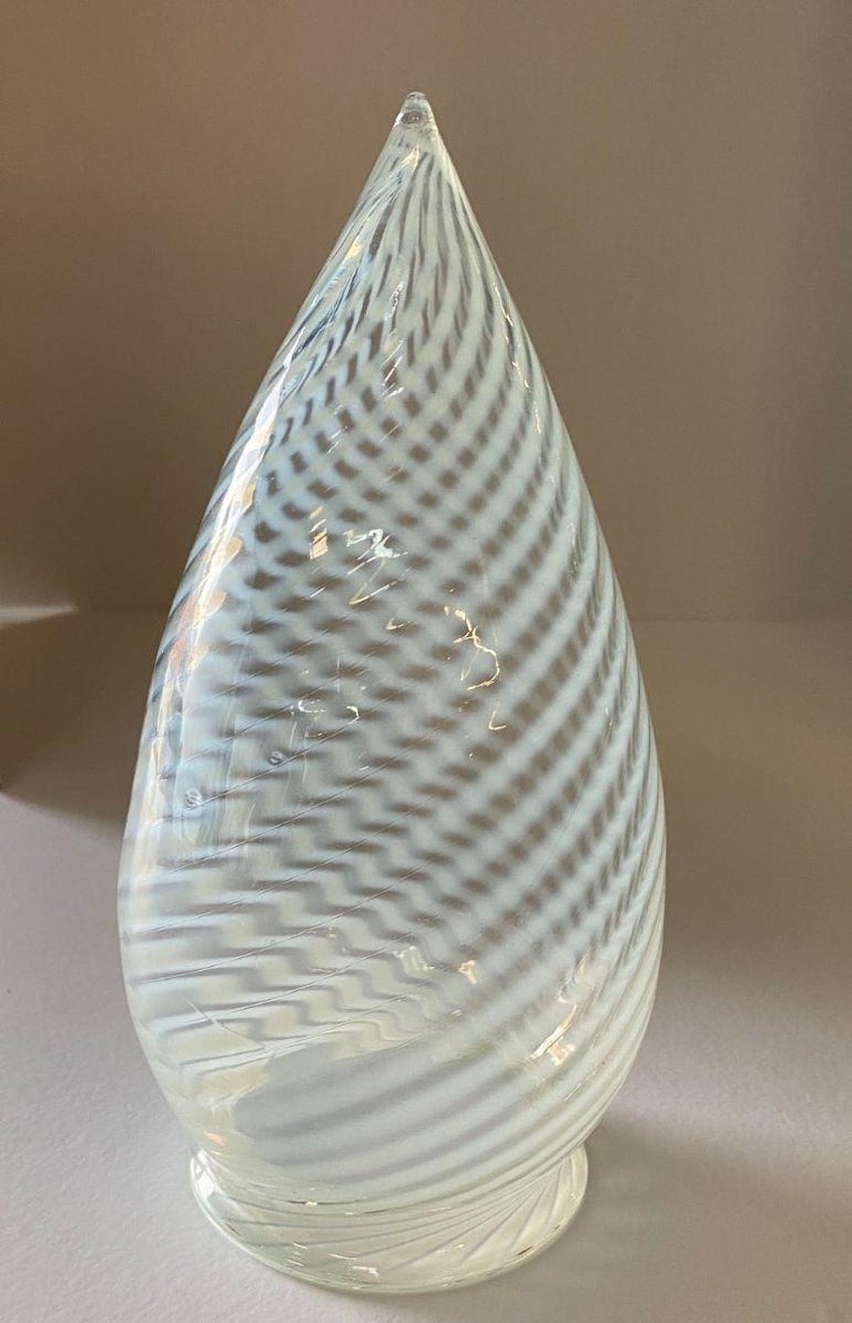 1960s Vintage Opalescent Swirl Glass Bullet Ceiling Light Globe with Fitter