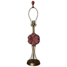 Midcentury Brass Spindel Table Lamp with Ceramic Flower Accent