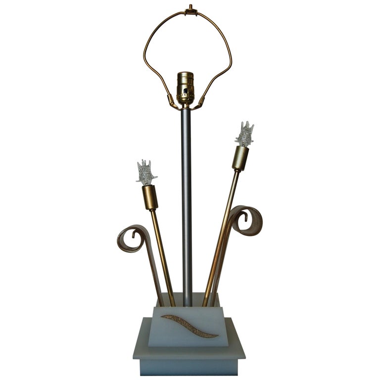 Gold Glitter Scrolling Acrylic Star Table Lamp by Moss Lighting