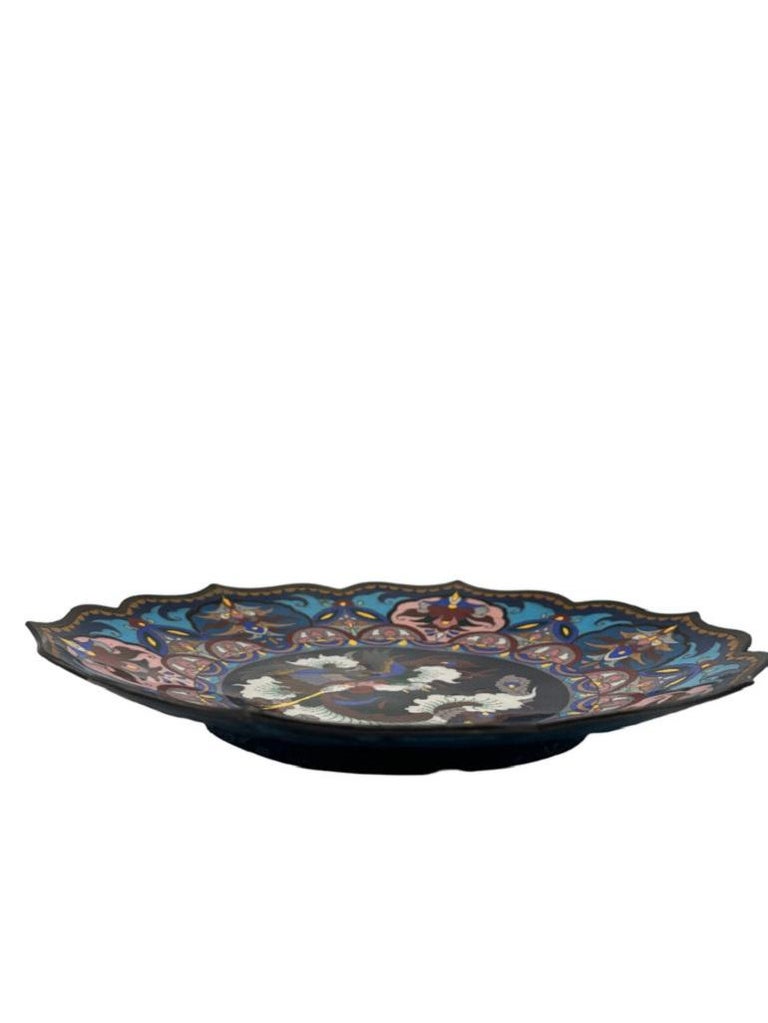 Rare 19th-century antique Meiji Period Japanese Bronze Cloisonné Charger