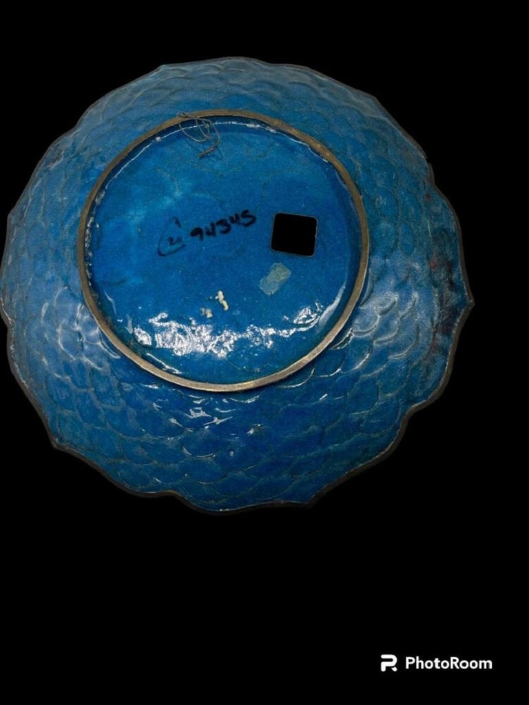 Rare 19th-century antique Meiji Period Japanese Bronze Cloisonné Charger