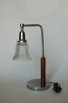 Art Deco Desk Table Lamp with Bell Shaped Glass Shade