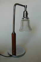 Art Deco Desk Table Lamp with Bell Shaped Glass Shade