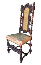 Victorian Hand Carved Oak Gothic Revival Side Throne Chair