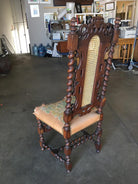 Victorian Hand Carved Oak Gothic Revival Side Throne Chair