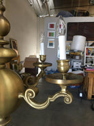 English Georgian Style Solid Brass 5-Arm Chandelier