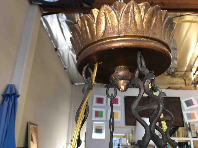 Custom Made Neo-Classic English 12 Arm Wood and Iron Chandelier