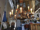 Custom Made Neo-Classic English 12 Arm Wood and Iron Chandelier