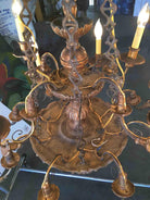 Custom Made Neo-Classic English 12 Arm Wood and Iron Chandelier
