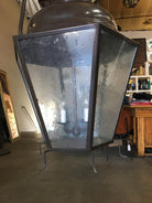 Large Octagon Bronze 4-Light Lantern Chandelier with Handle