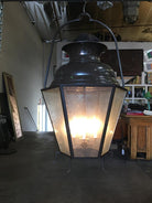 Large Octagon Bronze 4-Light Lantern Chandelier with Handle