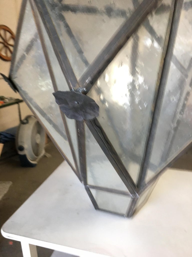 Large Geometric Bronze and Copper Lantern in the Style of Lyman Drake