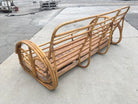 Restored "Floral Rose" Arm Rattan 3-Strand 3-Seater Sofa with Scoop Base