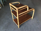 Restored Rattan Side Lamp Table with Three-Tier Mahogany Tops