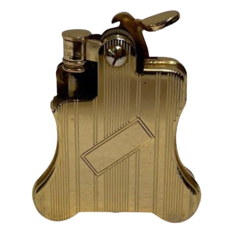 Gold-Plated Ronson Banjo Stylish Design Petrol Lighter, Japan