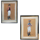 Pastel on Paper Horse Racing Jockey by Hagulaton, Pair