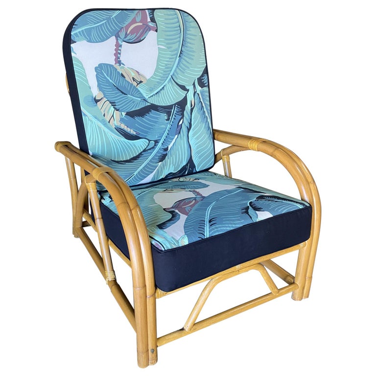 Restored Two-Strand "40s Transition" Adjustable Rattan Lounge Chair