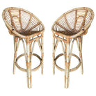 Restored Stick Rattan Bar Stools in the Manner of Albini, Pair