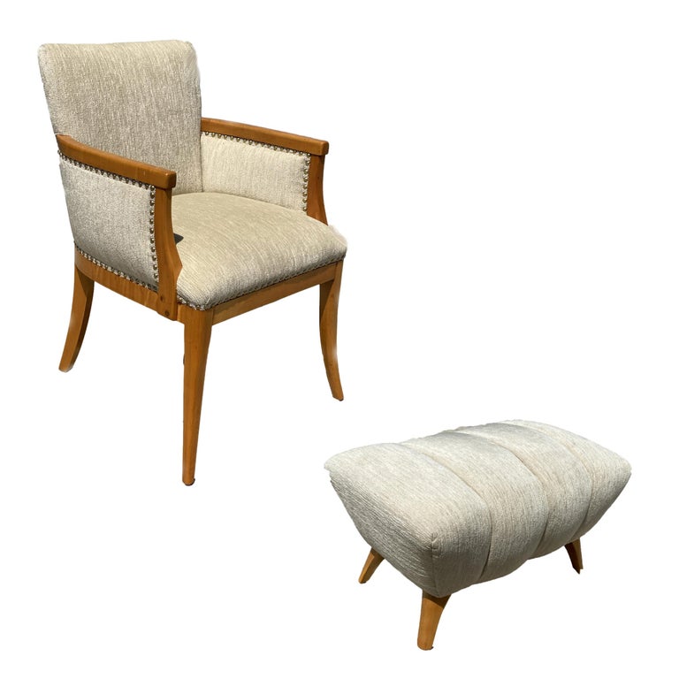 High Style Mid Century Reading Chair w/ Ottoman by Heywood Wakefield