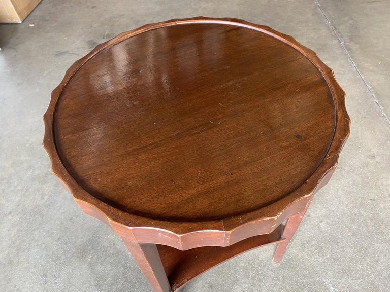 Round Art Deco Smoking Side Two-Tier Table with Bottle Cap Top