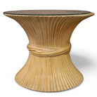 McGuire "Sheaf of Wheat" Stacked Hourglass Rattan End Table, Pair