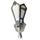 Geometric Art Deco Aluminum Wall Sconce w/ Slat Milk Glass Panels, 4 Available