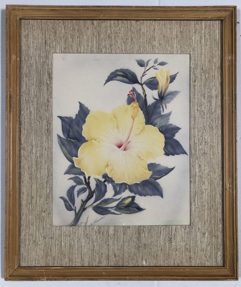 1940 Floral Still Life Original Airbrushed Painting by Ted Mundorff, Pair