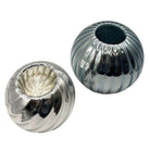 Czechoslovakian Art Deco Cobalt Mercury Glass Ball Candlestick Holders, Pair