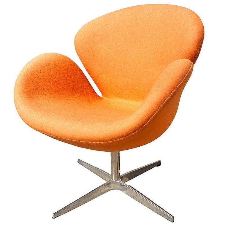 Punmkin Orange Swan Chair in the style of Arne Jacobsen