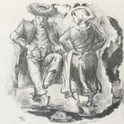 Drawing Hasidic Dancers Judaica Portrait Lithograph by Melchi Hundler 140/150