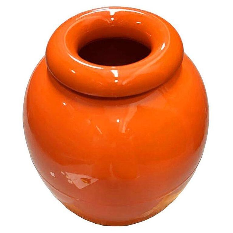 Large 15" Orange California Pottery Vase Planter Oil Jar by Bauer Pottery, 1920