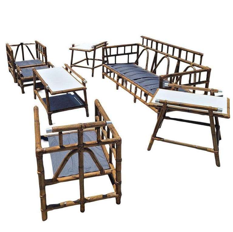 Restored 8 Piece "Far Horizon" Rattan Livingroom Set by John Wisner For Ficks