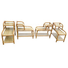 Restored Mid-century 3-Tier Rattan Side Lamp Table Living Room Set of 4