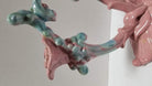 Royal Haeger Mauve Agate Pink/Blue Marble Glaze Twin Stalk Candlestick Holder
