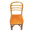 Restored Rattan Skeleton Back Dining Room Chair w/ Mahogany Seat, Set of Six