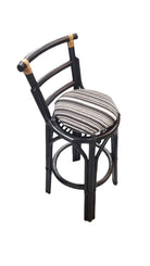 Restored Black Rattan Bar Stools Pair in the style of John Wisner