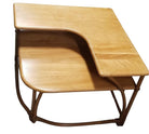 Restored MCM Maple & Faux Rattan "L" Shaped Corner Table by Heywood Wakefield