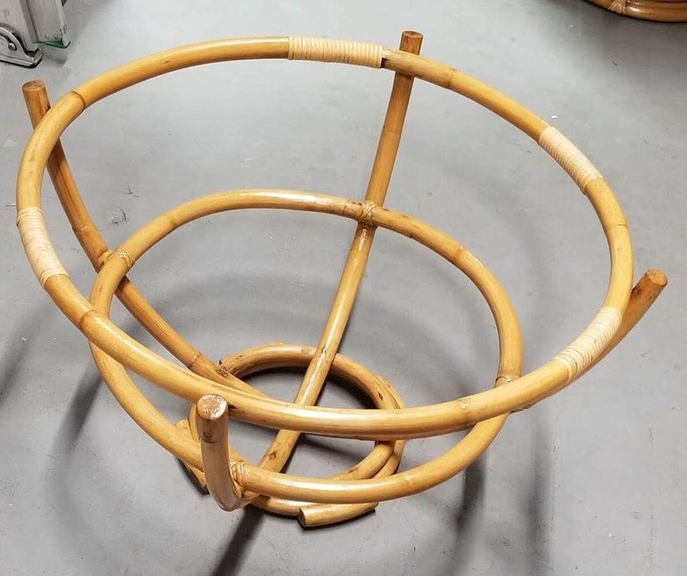 Restored Rattan Glass Top Coffee Table