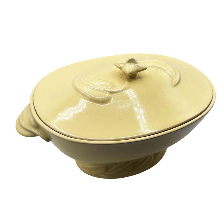 Mid-Century California Pottery Yellow Casserole Dish w/ Lid by Vernon Kilns