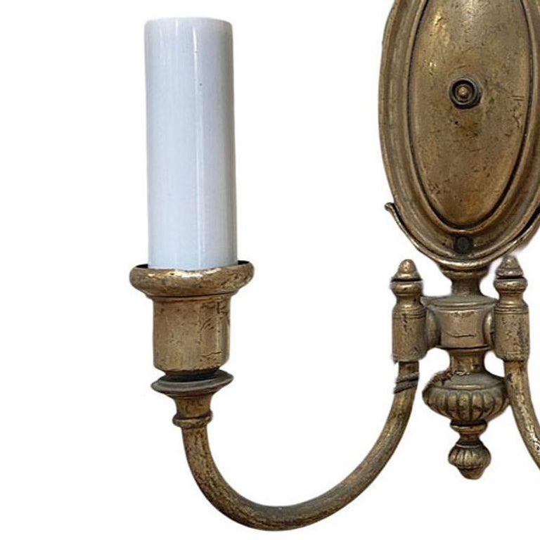 French Empire Style Cast Brass Dual Arm Wall Sconces, pair