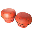 Chinese Red Lacquered Wood Rice Bucket Decorative Box with Lid
