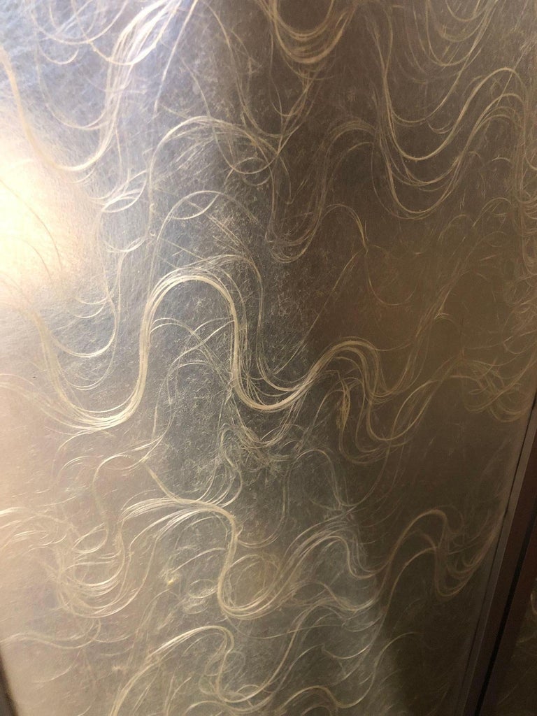 Modernist Brushed Aluminum & Spun Fiberglass Folding Screen