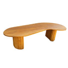 Restored Rare Mid-Century Rattan and Mahogany Asymmetric "J" Coffee Table