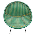 MCM Sam Avedon Styled Iron Outdoor/Patio Saucer Chair w/ Nylon Weaved Seat, Pair