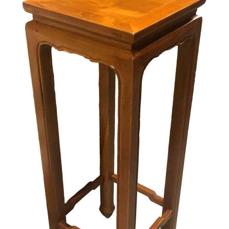 Ming Style Carved Oak Rectangular Incense Plant Stand