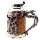 Silverplate Oak Tankard Beer Stein w/ Dragon motif, by St. Louis Silver Co.
