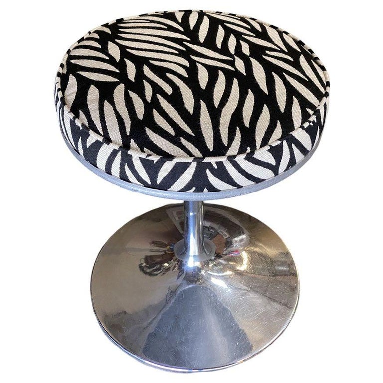 Knoll "Tulip" Chrome Stool by Eero Saarinen w/ Nairobi Upholstery Seat