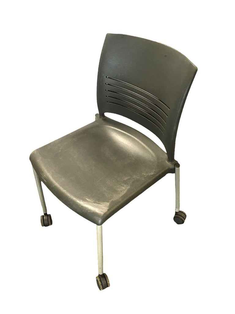 Vintage Dark Grey Plastic Rolling Desk Chairs by Giancarlo Piretti for Strive