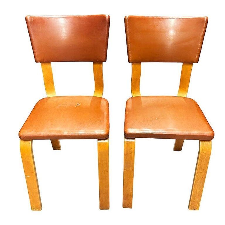 Pair of Mid-Century Modern Bentwood Side Chairs w/ Nailhead Back by Thonet